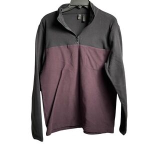 Z By Zella Fleece 1/4 Zip Pullover Top Plum Black Colorblock Size S